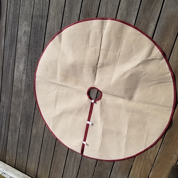 Burlap 48" Round Christmas Tree Skirt Rustic Santa Snowman Cardinal Holly - Picture 13 of 14